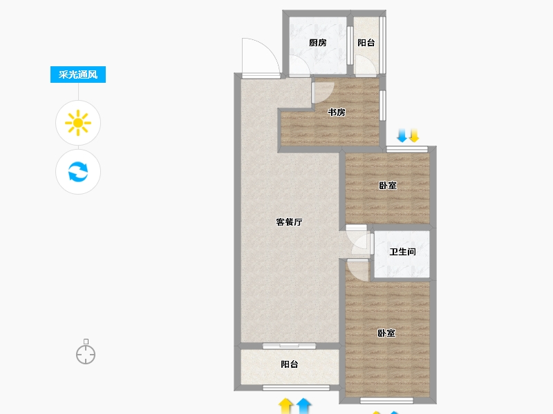 山西省-太原市-鸿赫·时代天际-92.85-户型库-采光通风