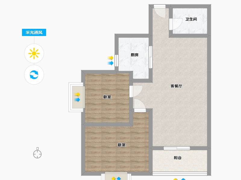 山西省-太原市-宜佳上东城-70.94-户型库-采光通风