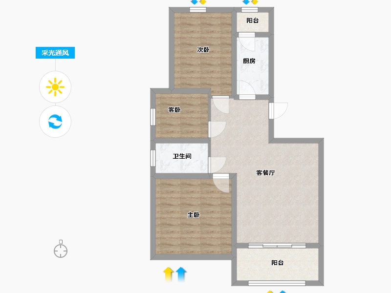 河北省-沧州市-嘉禾一方-73.57-户型库-采光通风