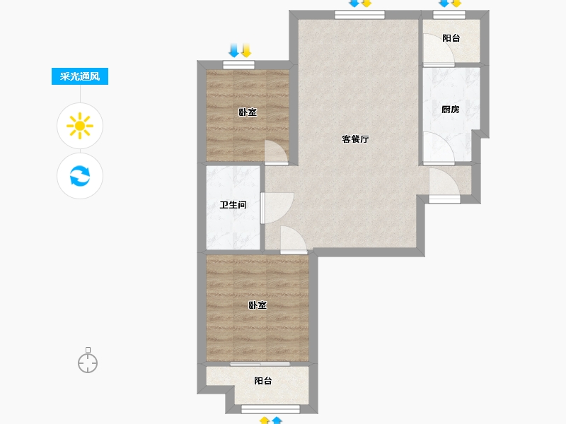 河北省-廊坊市-狮子城丁香园-58.10-户型库-采光通风