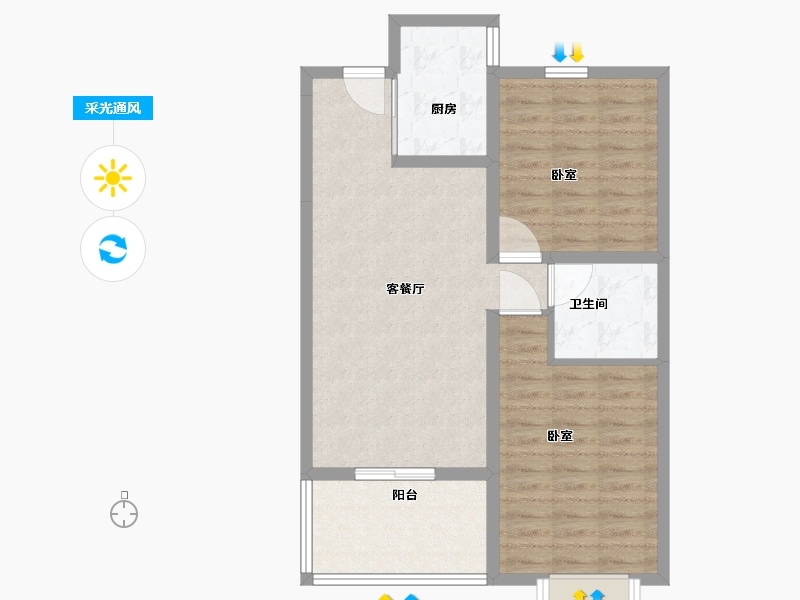 山西省-太原市-中格·云景小镇-74.80-户型库-采光通风