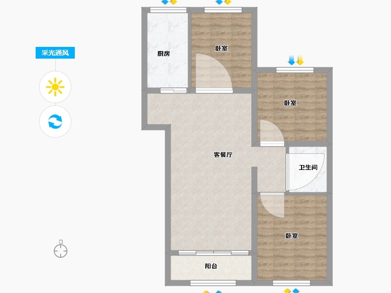 河北省-沧州市-长丰阅璟-79.89-户型库-采光通风