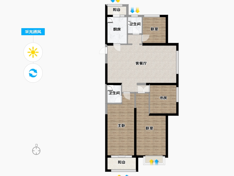 山西省-太原市-晋中碧桂园-114.01-户型库-采光通风