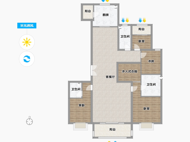 山西省-太原市-万达龙樾府-152.36-户型库-采光通风