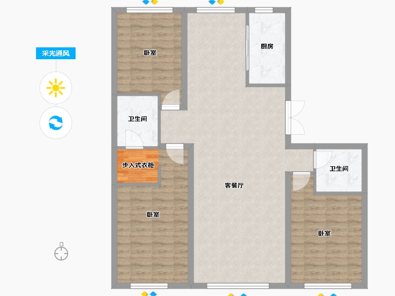 山西省-大同市-碧水云天·御河苑-104.65-户型库-采光通风