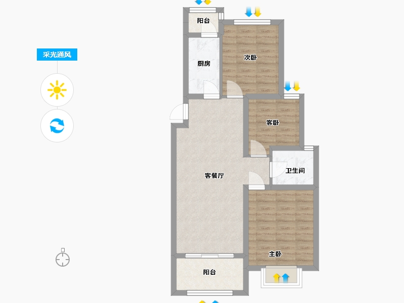 河北省-沧州市-嘉禾一方-67.62-户型库-采光通风