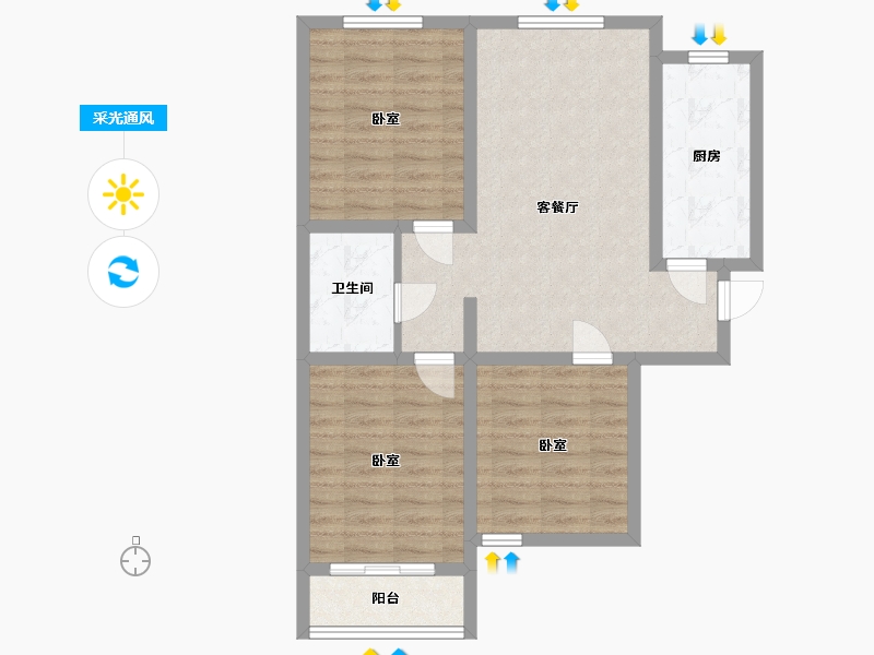 山西省-太原市-东润国际3期-77.00-户型库-采光通风