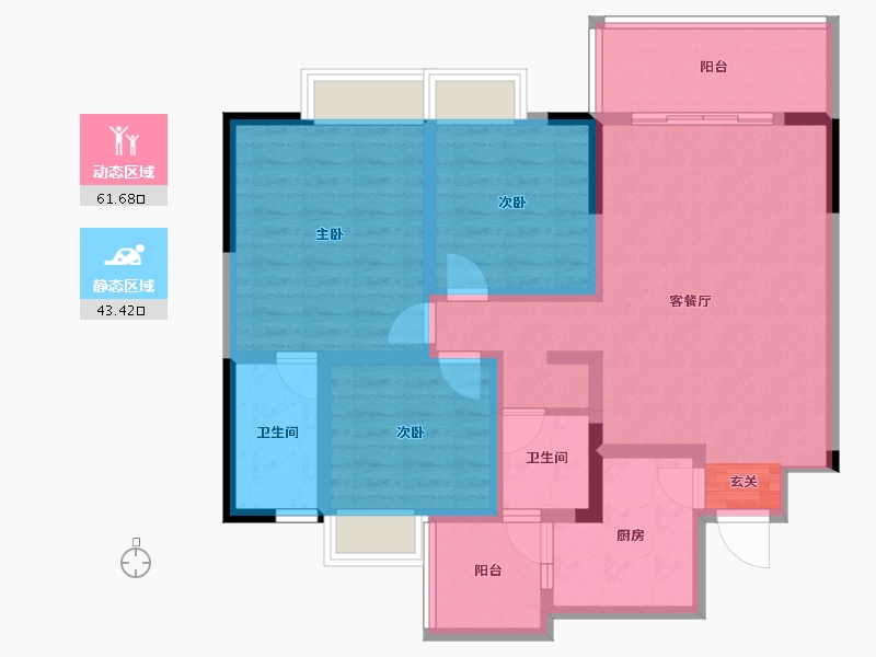 云南省-曲靖市-水云华城北苑-92.74-户型库-动静分区