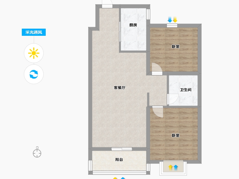 河北省-沧州市-新城悦隽风华-72.00-户型库-采光通风