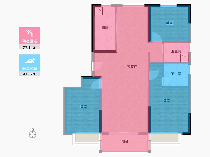 河北省-沧州市-沧州碧桂园锦熙府-87.56-户型库-动静分区