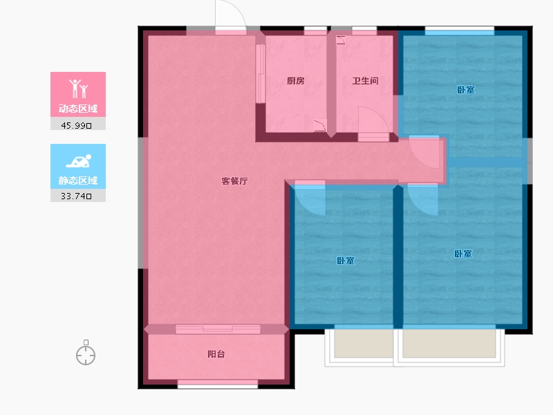 河北省-沧州市-保利花园-70.01-户型库-动静分区