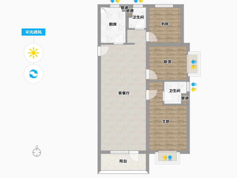 山西省-太原市-太原红星天悦-79.40-户型库-采光通风