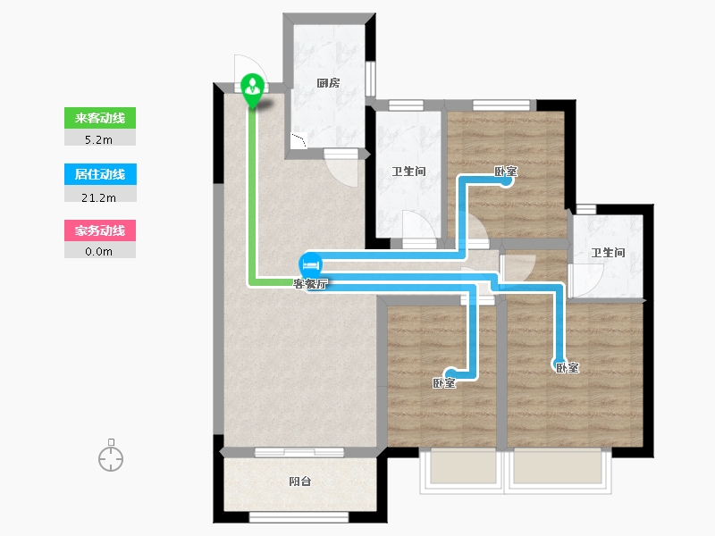 河北省-沧州市-保利花园-74.95-户型库-动静线