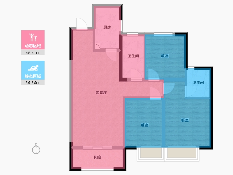 河北省-沧州市-保利花园-74.95-户型库-动静分区