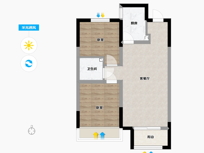 河北省-沧州市-保利花园-53.60-户型库-采光通风