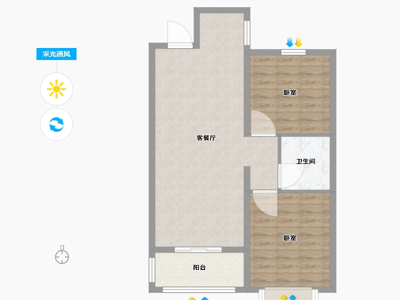 山西省-太原市-阳光城并州府-74.00-户型库-采光通风