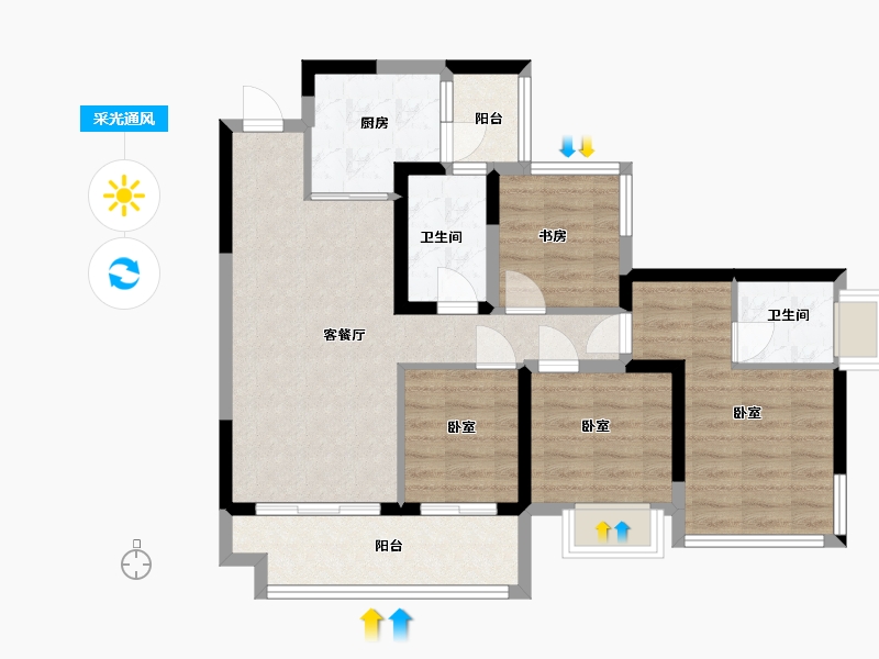 四川省-成都市-环天时代中心-81.96-户型库-采光通风