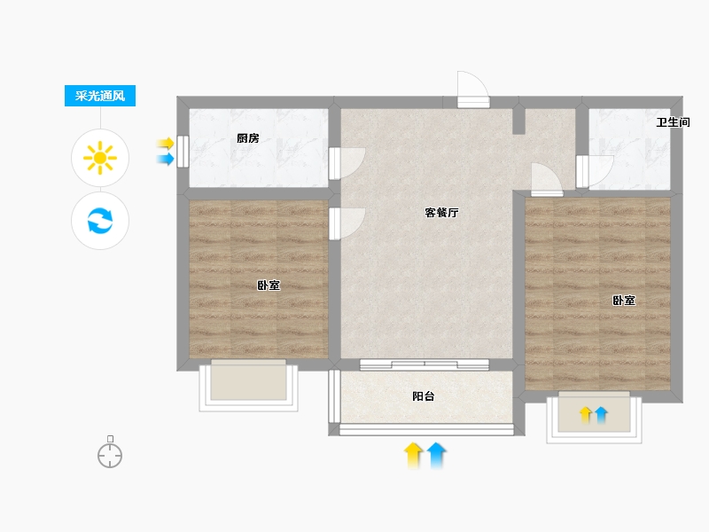 山西省-太原市-东润国际3期-56.00-户型库-采光通风