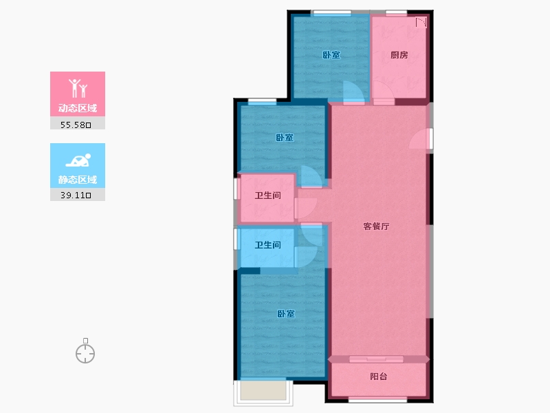 河北省-沧州市-保利花园-84.36-户型库-动静分区