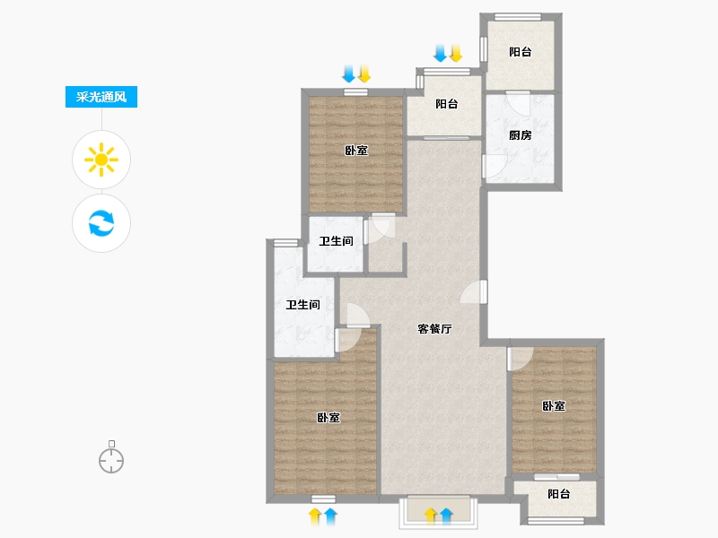 河北省-沧州市-贻成·御景狮城-110.01-户型库-采光通风