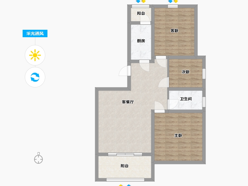 河北省-沧州市-嘉禾一方-75.29-户型库-采光通风