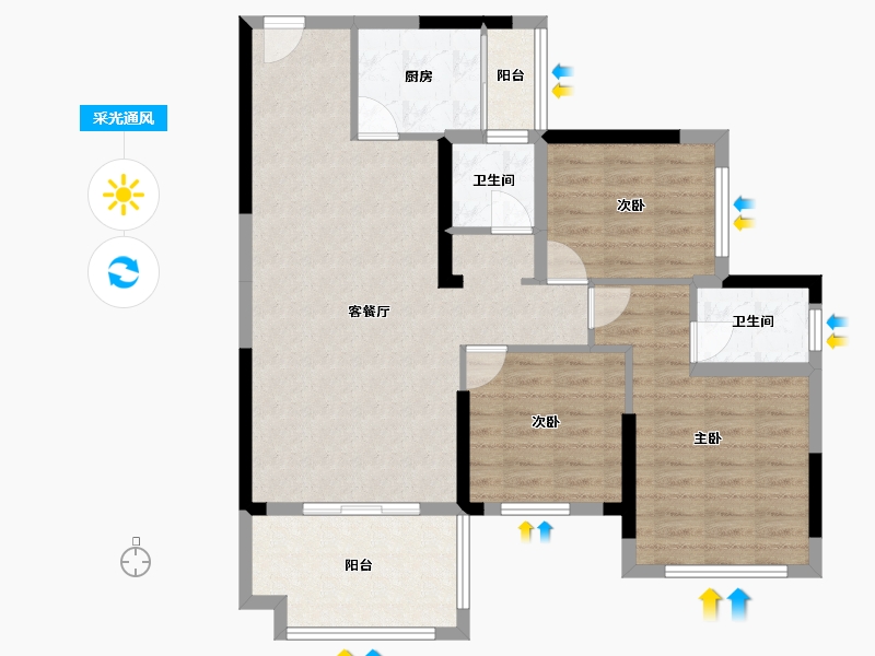 广西壮族自治区-桂林市-安厦恒安上城-89.98-户型库-采光通风