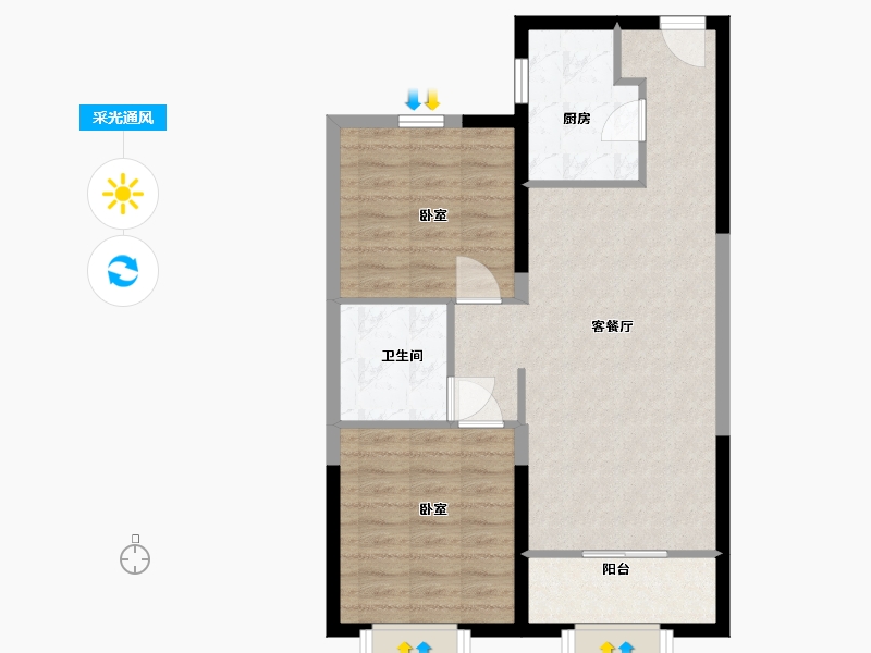 山西省-太原市-太原富力壹品-70.10-户型库-采光通风