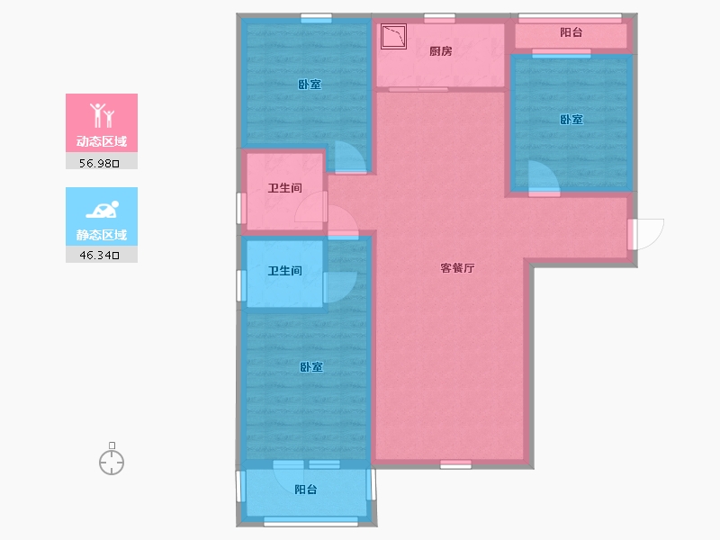 山西省-太原市-德元府-90.86-户型库-动静分区