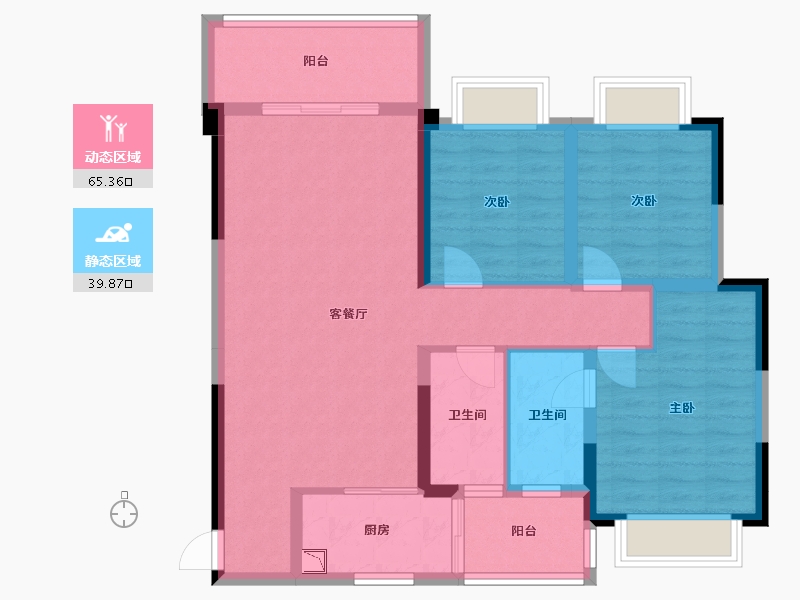 广西壮族自治区-桂林市-汇金万象滨江府-93.70-户型库-动静分区