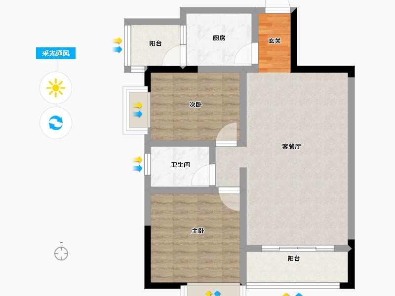 云南省-曲靖市-水云华城北苑-72.00-户型库-采光通风