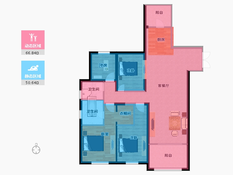 云南省-昆明市-红星天铂-105.00-户型库-动静分区