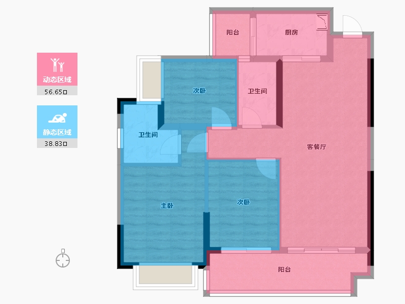 广西壮族自治区-桂林市-汇金万象滨江府-85.52-户型库-动静分区