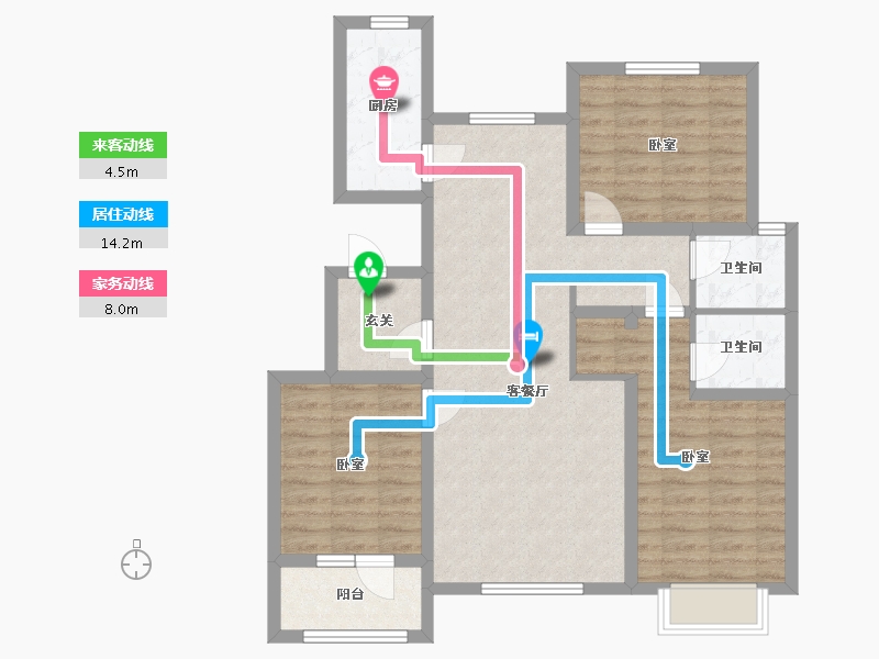 河北省-沧州市-建新梧桐墅-90.03-户型库-动静线