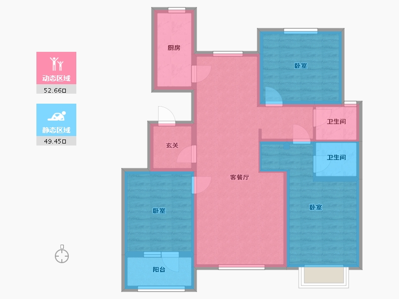 河北省-沧州市-建新梧桐墅-90.03-户型库-动静分区