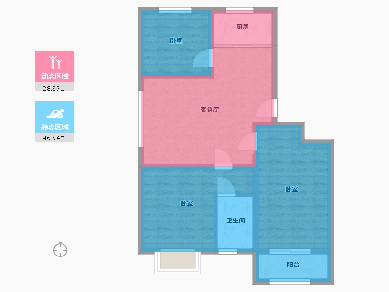 河北省-沧州市-南苑丽景-66.47-户型库-动静分区