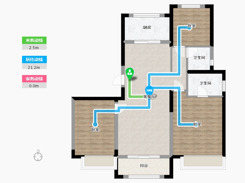 河北省-沧州市-保利花园-89.52-户型库-动静线