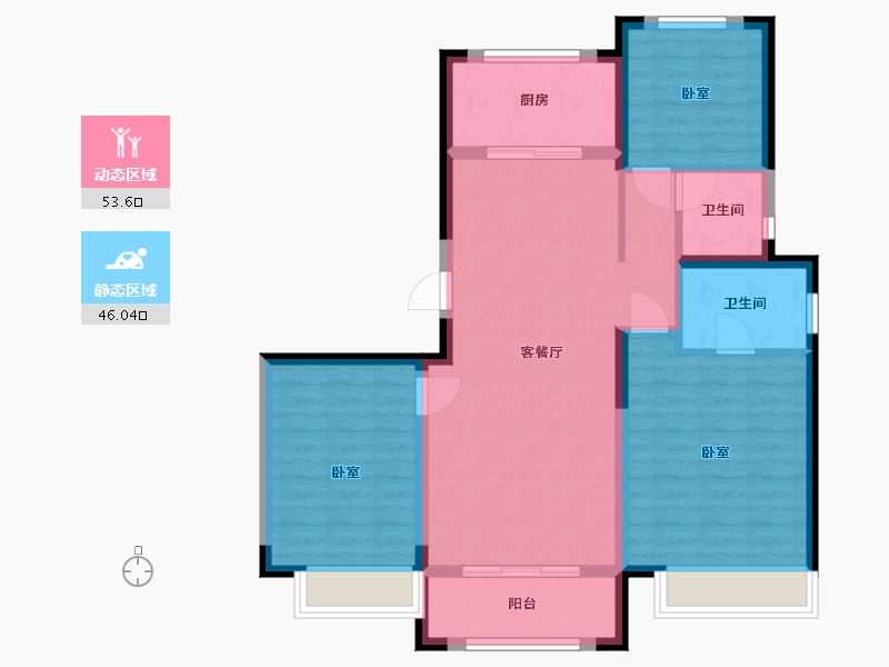 河北省-沧州市-保利花园-89.52-户型库-动静分区