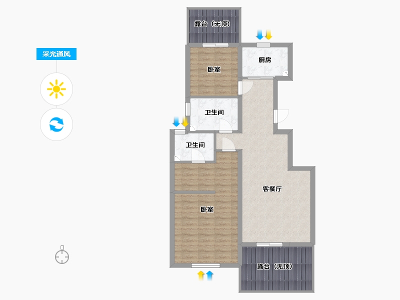 山西省-太原市-怡和天润园-89.15-户型库-采光通风