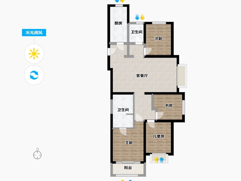 山西省-太原市-远大·凤玺湾-100.35-户型库-采光通风