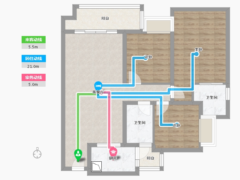 四川省-成都市-华宇旭辉锦绣广场住宅-84.38-户型库-动静线