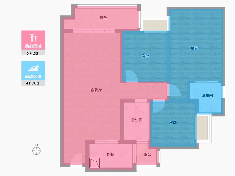 四川省-成都市-华宇旭辉锦绣广场住宅-84.38-户型库-动静分区