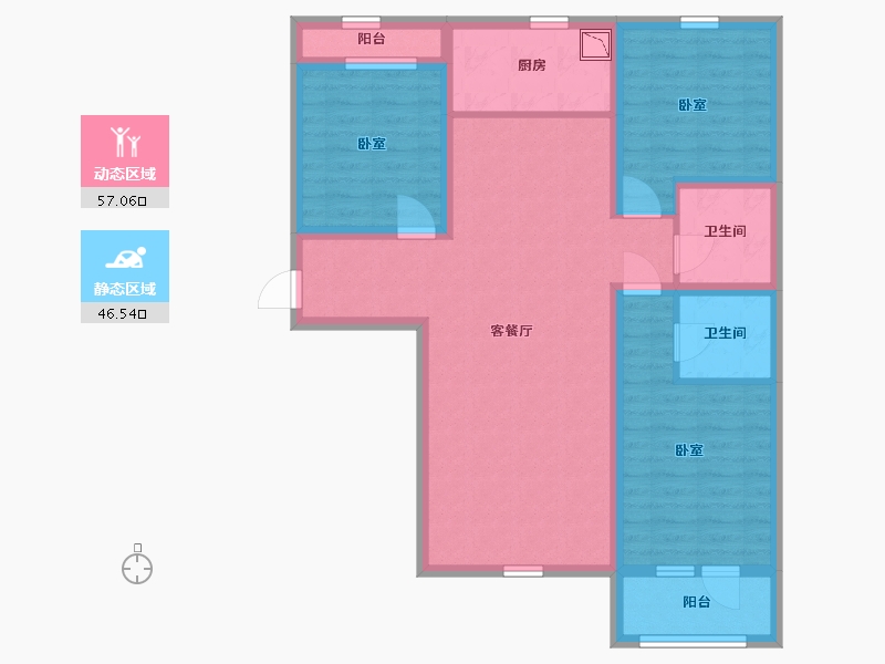 山西省-太原市-德元府-90.95-户型库-动静分区