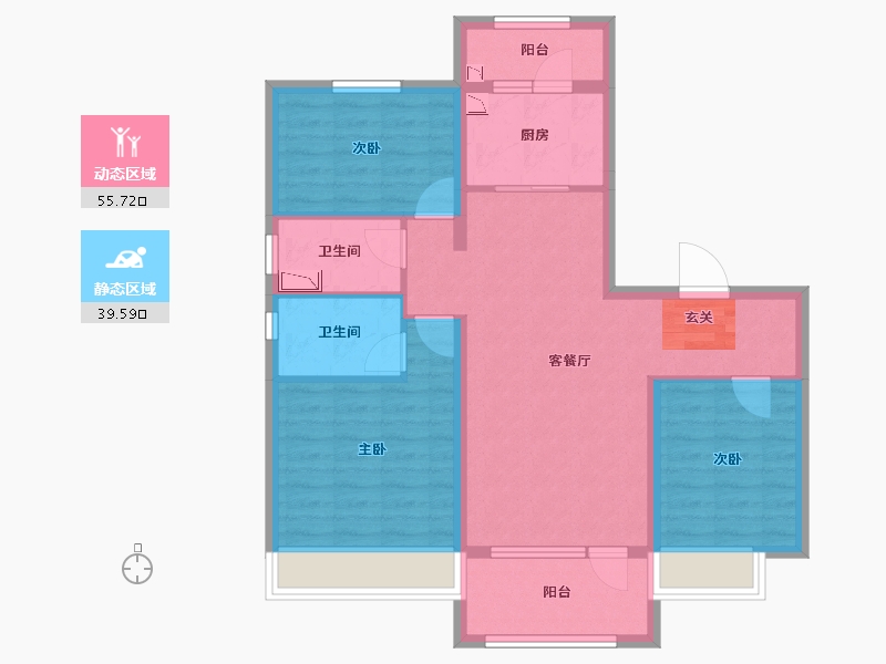 河北省-唐山市-迁西碧桂园·天玺湾-83.95-户型库-动静分区