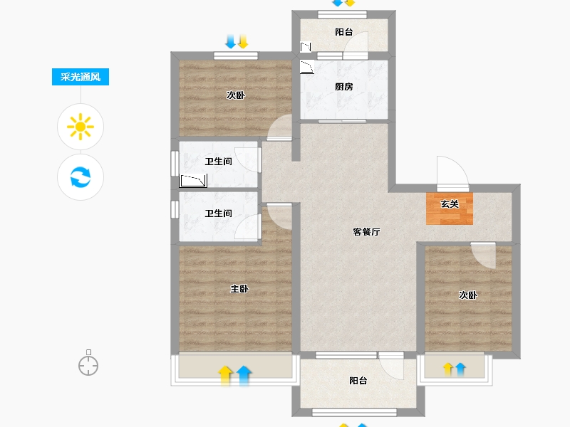 河北省-唐山市-迁西碧桂园·天玺湾-83.95-户型库-采光通风