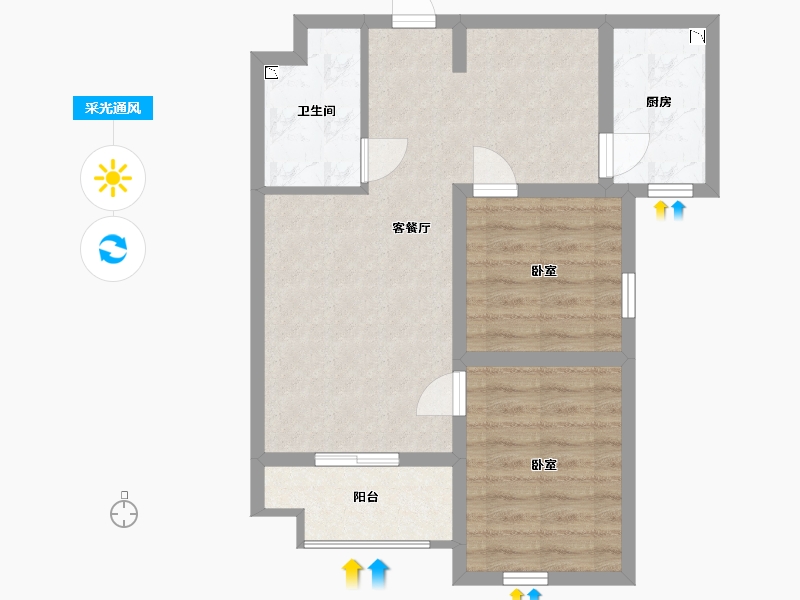 山西省-太原市-怡和天润园-58.72-户型库-采光通风