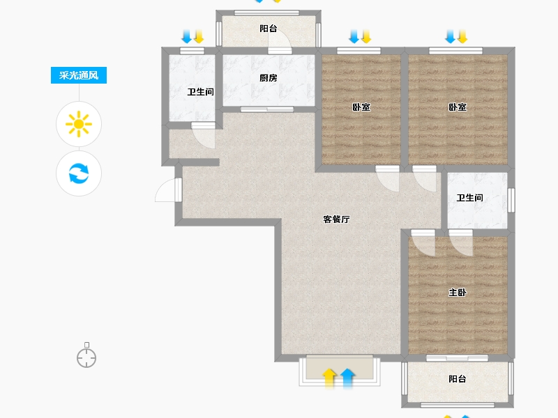 山西省-太原市-天泰·玉泽园-107.11-户型库-采光通风