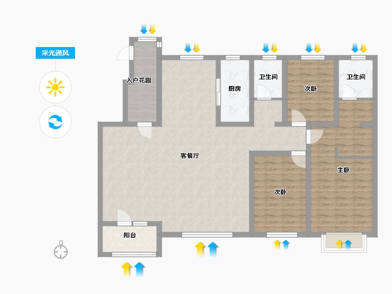 河北省-沧州市-建新梧桐墅-127.34-户型库-采光通风