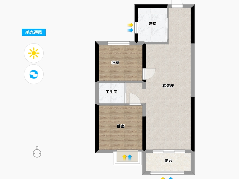 山西省-太原市-太原碧桂园凤凰城-59.52-户型库-采光通风