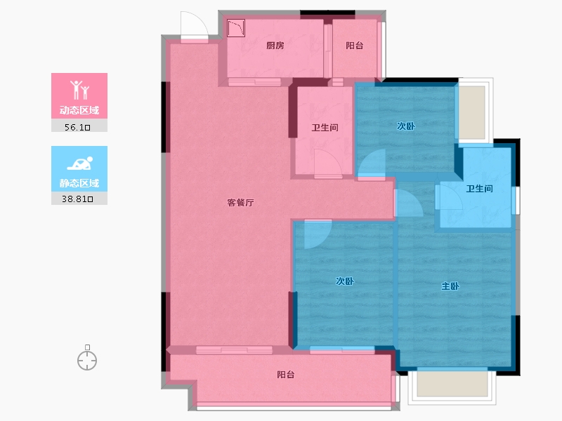 广西壮族自治区-桂林市-汇金万象滨江府-84.95-户型库-动静分区