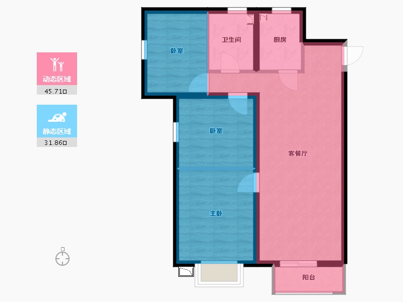 山西省-太原市-逍邦Art Life-69.25-户型库-动静分区